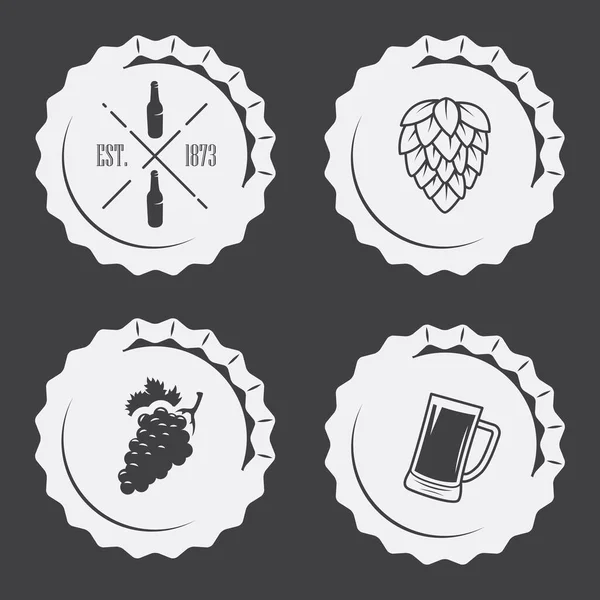 Alcohol Bottle Cap Vector Isolated Icons Graphic Web Design Set — Stock Vector