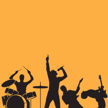 Grupların simgesi. Müzik çalar konser tasarımı vektör silüeti çizimi.