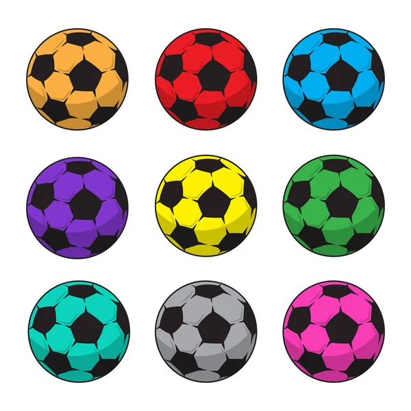 Vector Soccer Ball Leather Set Colors — Stock Vector