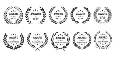 Ödül çelenk vektör silueti. Kazanan grafik tasarım şablonu. Vektör illüstrasyonu