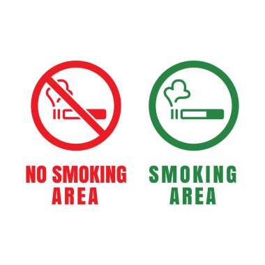 sigara içme ve sigara içme alanı simgesi yok. İzole edilmiş sembol, vektör illüstrasyonu