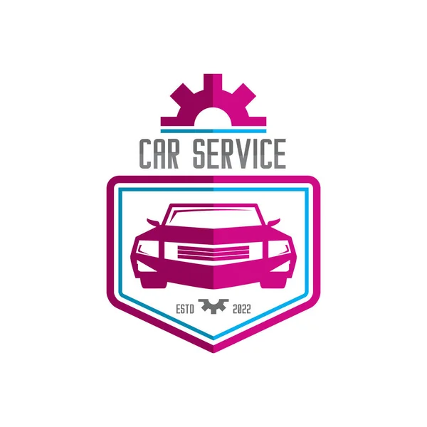 Modelo Logotipo Serviço Carro Carro Reparação Design Vetorial Carro Engrenagem —  Vetores de Stock