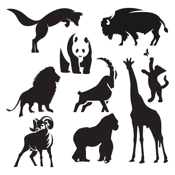 Animal Silhouette Set Vektorillustration — Stockvektor
