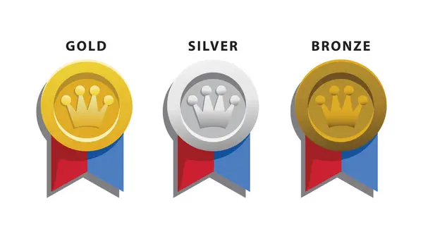 Award Medal Vector Icon Gold Silver Bronze Medals Award Winner — Stock Vector