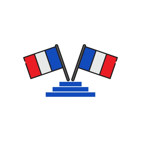 Francie Národní Vlajkový Vektor Ikona Vlajkovým Stožárem Vektorová Ilustrace — Stockový vektor