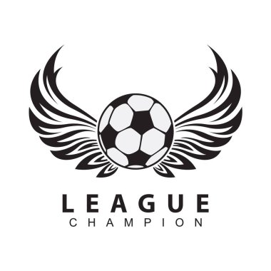 Futbol topunun kanatlı yaratıcı tasarımı. Vektör topu simgesi logosu