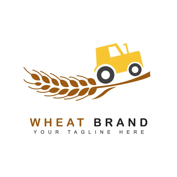Logo Traktoru Pro Zemědělství Ikona Chovu Pšenice Vektorová Ilustrace — Stockový vektor