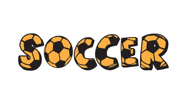 サッカーのテキストエフェクトベクトルボールスタイルで ボールトーナメントゴール 編集可能 — ストックベクタ