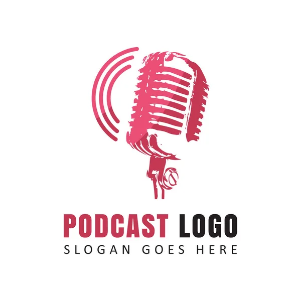 Konuşma logosu yaratıcı vektör. Müzik, ses, simge, vintage ve işletme için mikrofon simgesi logosu