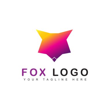 Tilki başlı yaratıcı logo tasarımı. vektör düz sanat tarzı resimleme.