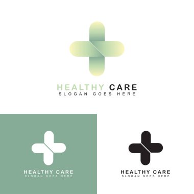 Sağlık logosu. Eczane Simgesi Modern Tıp Sembolü. illüstrasyon vektörü.