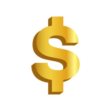 3D Amerikan Doları para birimi altın ikonu. Dolar sembolü. Vektör illüstrasyonu.