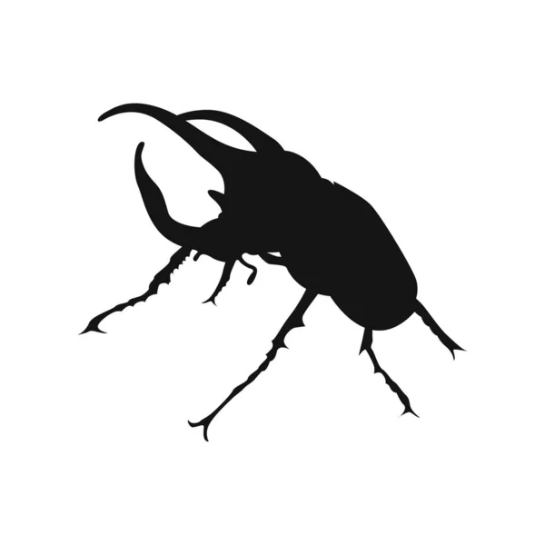 Horn Käfer Silhouette Vektor Seitenansicht — Stockvektor