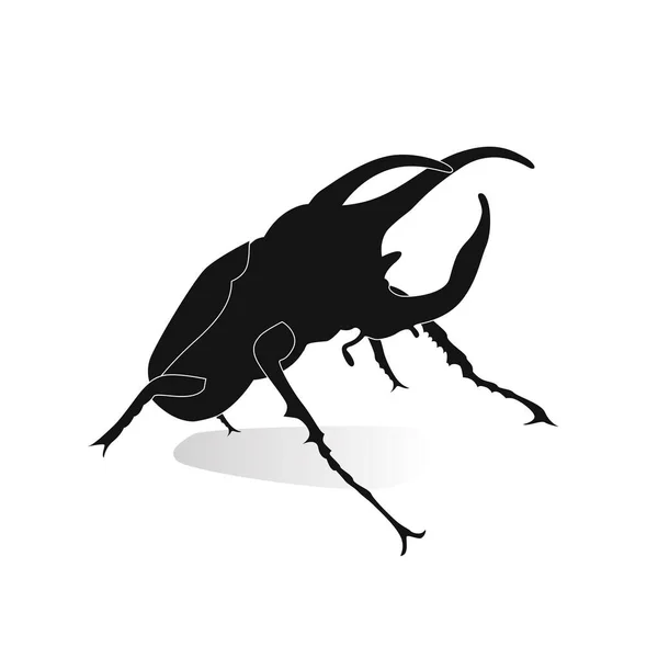 Hoorn Kever Silhouet Vector Zijaanzicht Vliegende Insecten Wilde Dieren — Stockvector