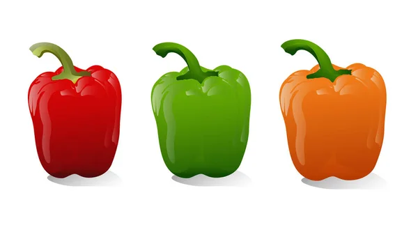 Red Yellow Green Pepper Kreativní Vektorový Design Set Peppers — Stockový vektor