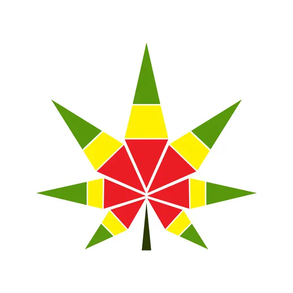 Cannabis Czerwony Żółty Zielony Kolor Ilustracja Wektora Liść Marihuany Znak — Wektor stockowy
