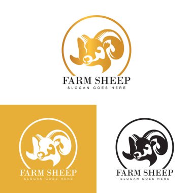 Keçi Çiftliği Logosu Şablon Vektör Çizimi. Yaratıcı Sembol, Keçi Başlığı Simgesi