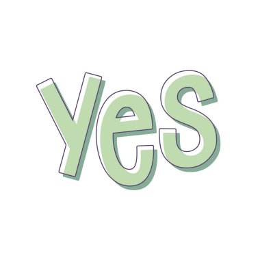 Evet metin tasarımı, Kaligrafik evet simgesi. Vektör illüstrasyonu.