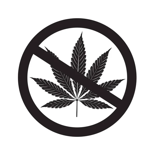 Ilustração Vetorial Símbolo Cannabis Ícone Círculo Folha Cannabis Dizer Não — Vetor de Stock