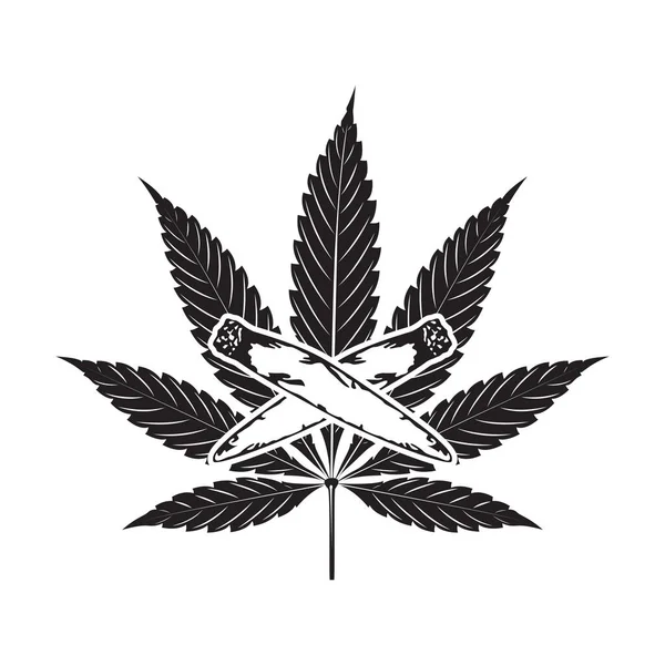 大麻やタバコのベクトル創造的なイラスト 簡単な大麻の葉とタバコのアイコン — ストックベクタ