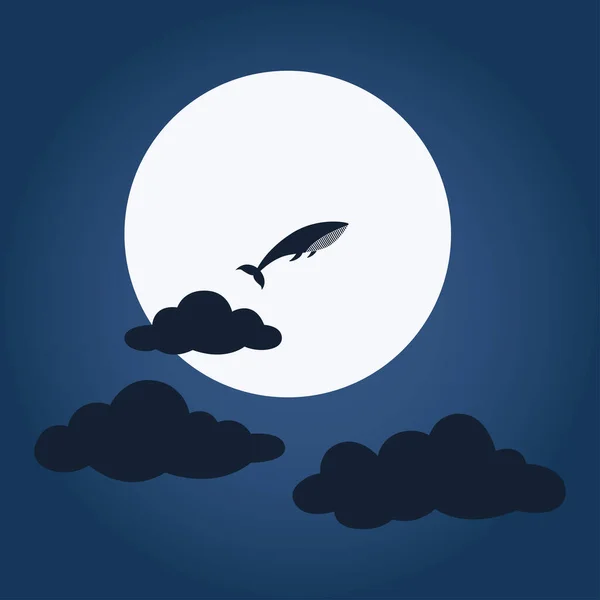 Jumping Whale Moon Design Vector Illustration — Stock Vector