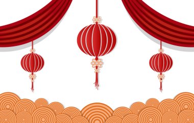 Fenerli Çin yeni yıl arkaplanı. Tebrik kartı.