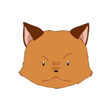 Beyaz arka planda izole edilmiş şirin tilki suratlı çizgi film tarzı. Vektör illüstrasyonu