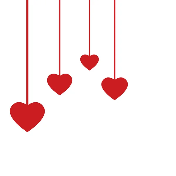 バレンタインデー グリーティングカード 誕生日 結婚式のカードのためのハンギングハートサインの背景デザイン ベクターイラスト — ストックベクタ