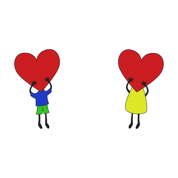 Rotes Herz Cartoon Form Vektor Illustration Isolierter Weißer Hintergrund — Stockvektor