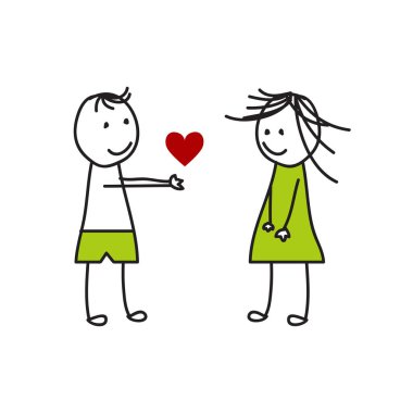 Sevişen iki çiftin çizgi film tasarımı. vektör illüstrasyonu