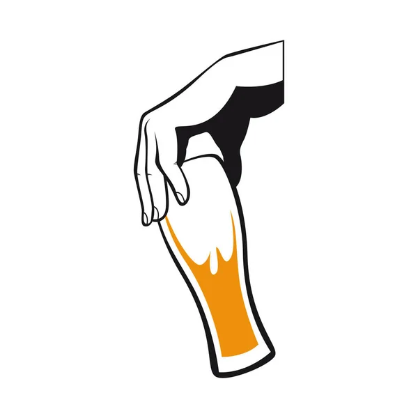 Uma Mão Segurar Copo Cerveja Ícone Bebedor Cerveja Ilustração Vetorial —  Vetores de Stock