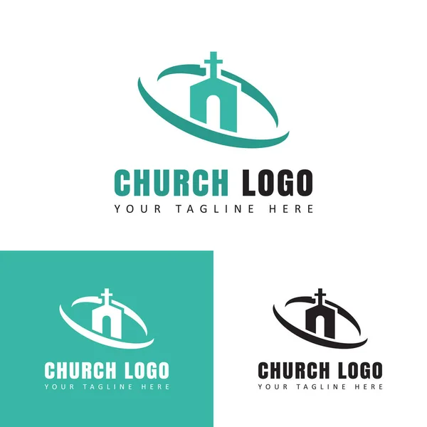 Modèle Logo Église Icône Bâtiment Église Illustration Vectorielle — Image vectorielle