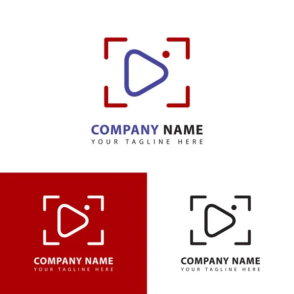 Modelo Design Logotipo Mídia Criativa Com Arte Linha — Vetor de Stock