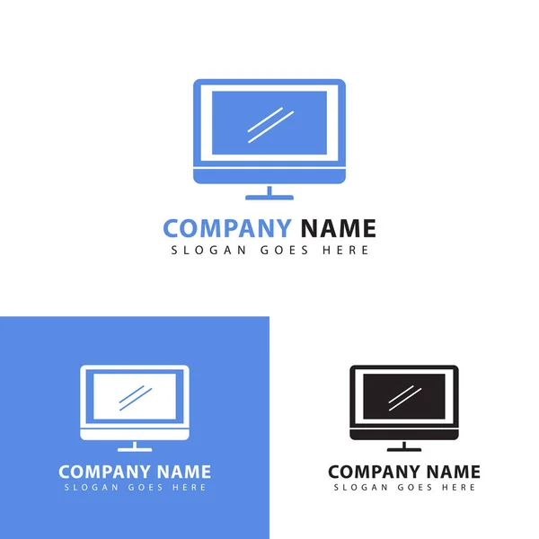 Computer Ikone Logo Design Vorlage Monitor Flaches Symbol Vektorillustration — Stockvektor