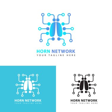 Horn beetle insect logo abstract template with web.