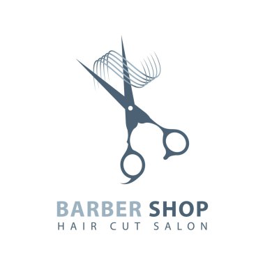 Barbershop logo design template. Scissors icon sign for shaving logo. 
