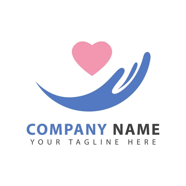 Aşk logosu tasarımı kalp tutuş vektörü çizimi veriyor