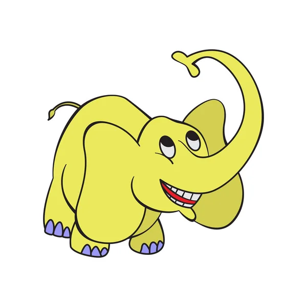 Mignon Dessin Animé Éléphant Posant Illustration Vectorielle Couleur Jaune — Image vectorielle