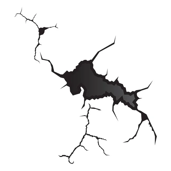 Beyaz arkaplanda izole edilmiş gerçekçi duvar çatlağı çizim vektörü.