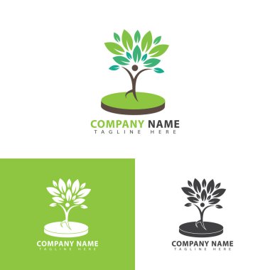 Soyut yeşil yaprak logo şablonu