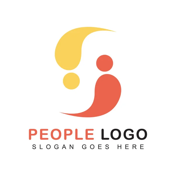 Paar Mensen Logo Stempel Ontwerp Template Vector Illustratie — Stockvector