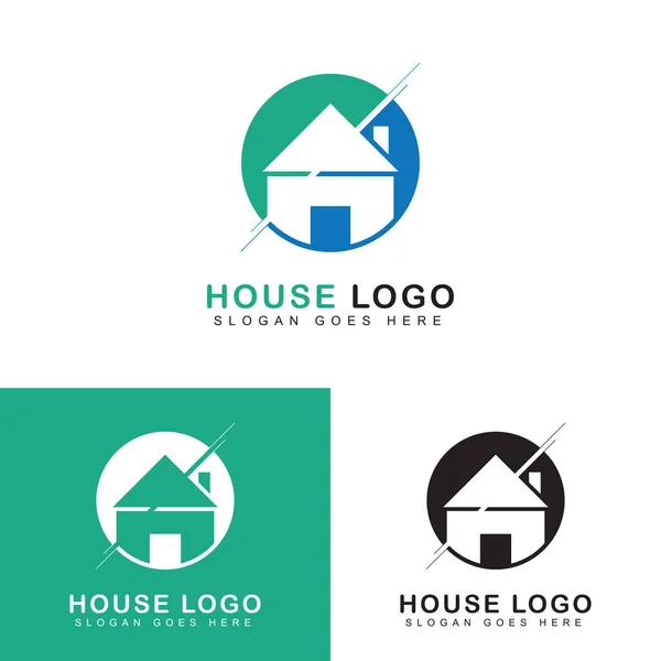 Casa Círculo Logotipo Elemento Plantilla Diseño Ilustración Vectorial Del Logotipo — Archivo Imágenes Vectoriales