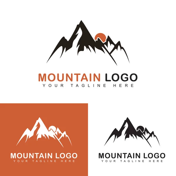 Modèle Vectoriel Logo Mountains Montagnes Silhouette Contour Symbole Logotypes Randonnée — Image vectorielle