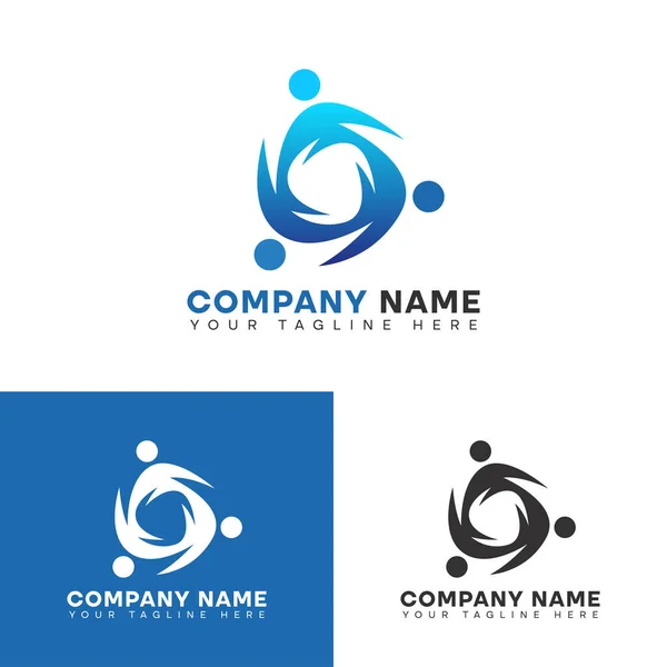 Soyut insan simgesi, birliktelik logosu ve topluluk konsept tasarımı, sosyal bağlantı simgesi, vektör tasarım şablonu.