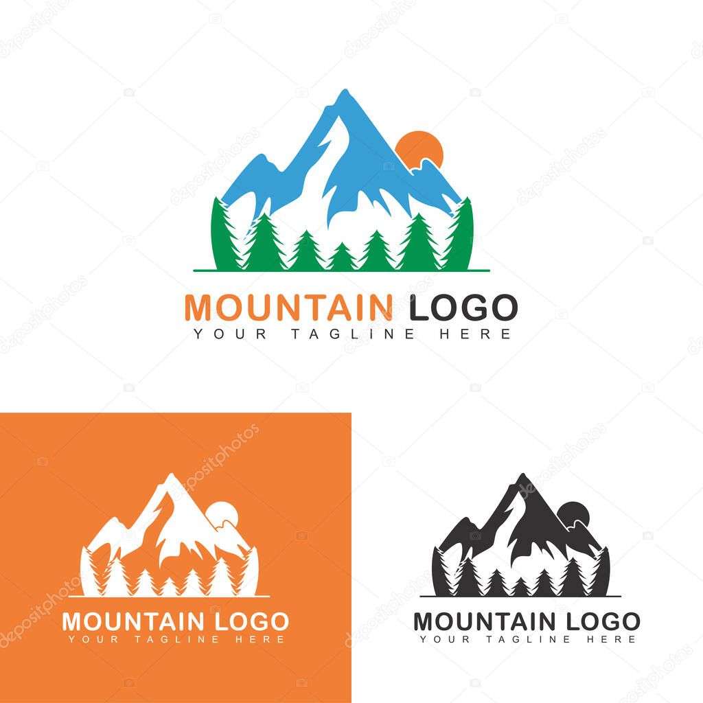 Mountain icon logo. Mountains logo vector template. Types of climbing logos.