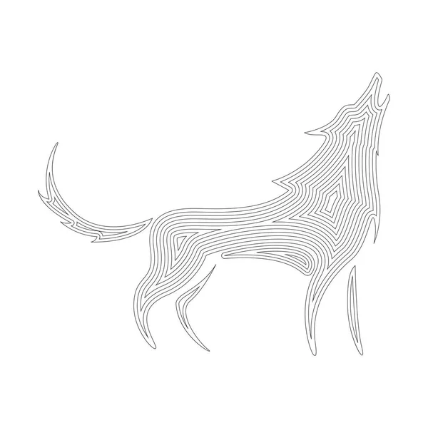 Wolf Line Art Ilustração Vetor Doodle —  Vetores de Stock