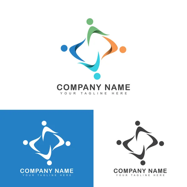 Glückliche Menschen Logo Abstrakten Symboldesign Konzern Und Community Logo Konzept — Stockvektor