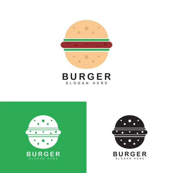 バーガーロゴデザインテンプレート ミートバーガーのロゴアイコン — ストックベクタ