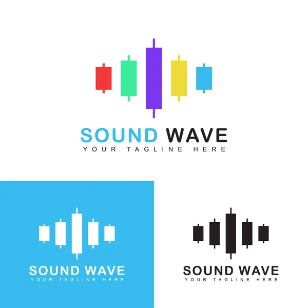 Шаблон Дизайну Звукового Звукового Хвильового Логотипу Знак Ілюстрації Стокова Ілюстрація