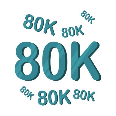 80k letters. 80k followers token of thanks. Vector illustration clipart